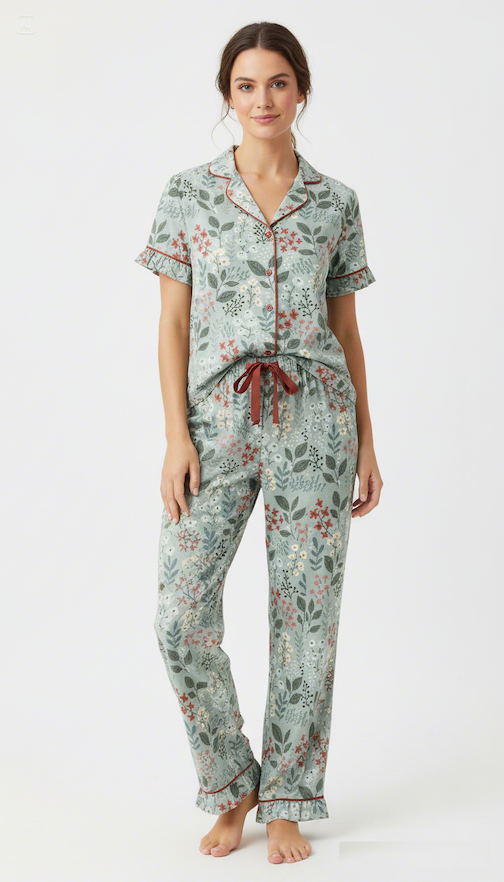 Meadow Bloom Notch Collar Pajama Set