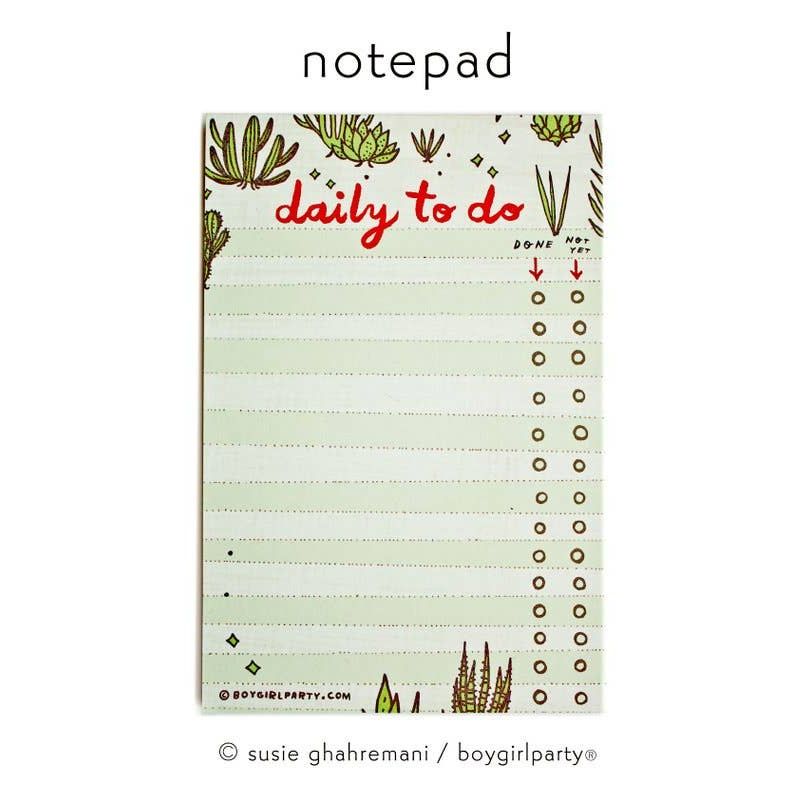 Cactus To Do List Notepad — Succulent Plant Eco Planner Pad