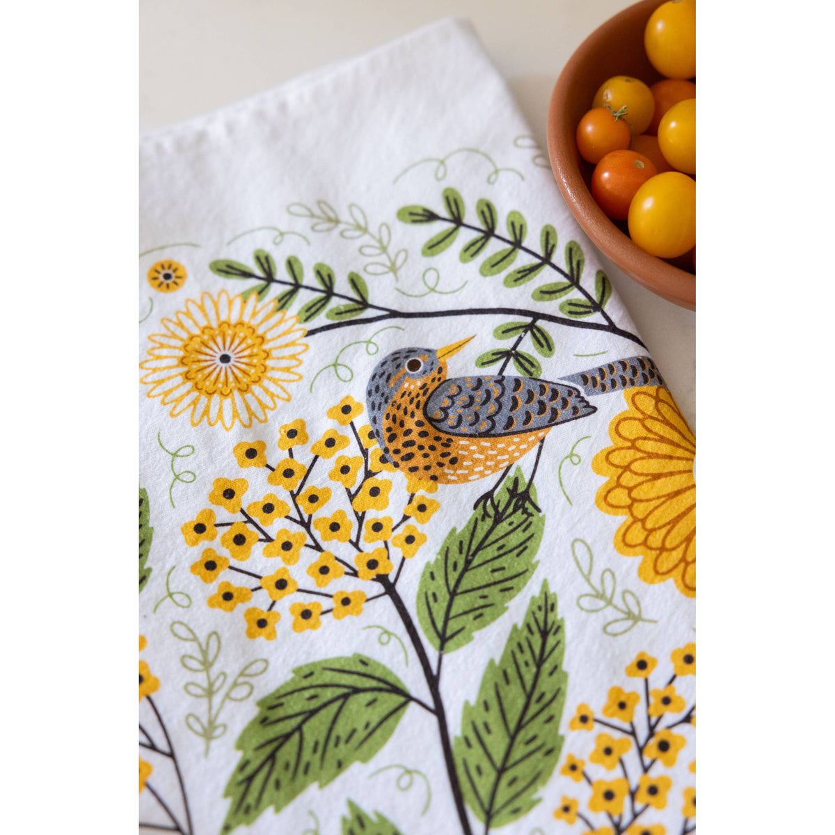 Mums & Robins Tea Towel - Bird Floral Kitchen Decor