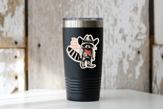This Is My Second Rodeo Cowboy Raccoon Vinyl Sticker
