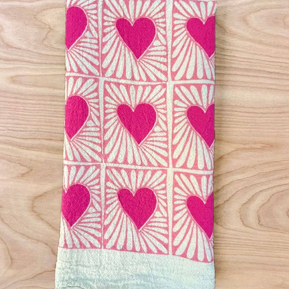 Hearts Tea Towel