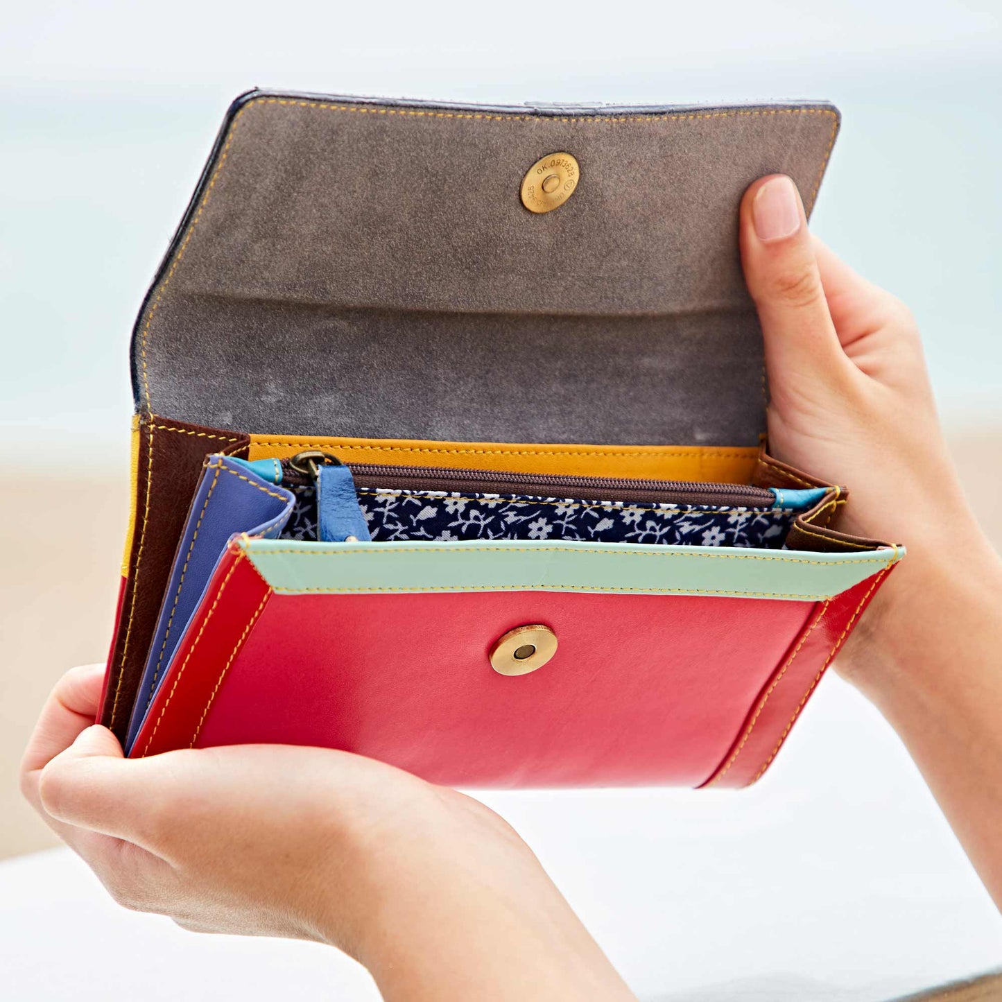 Multicolored Leather Clutch Wallet