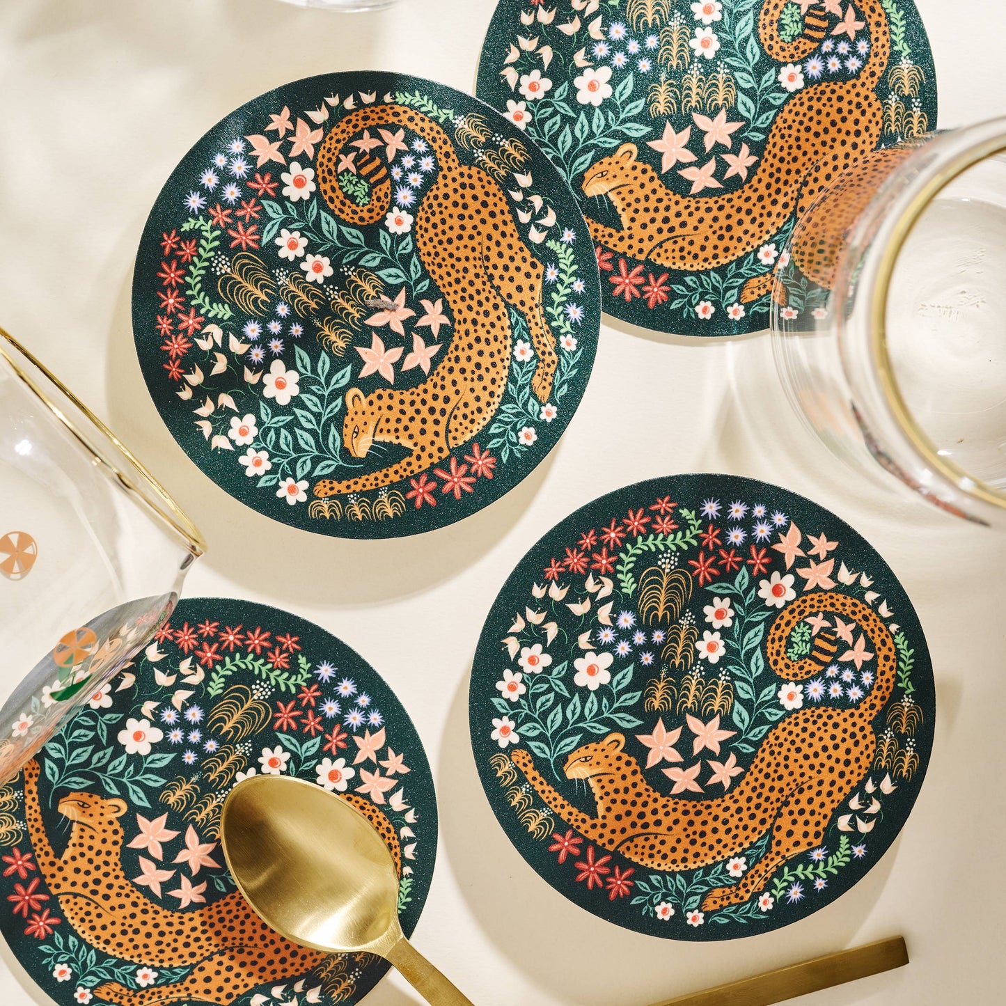 Cheetah Chipboard Coasters