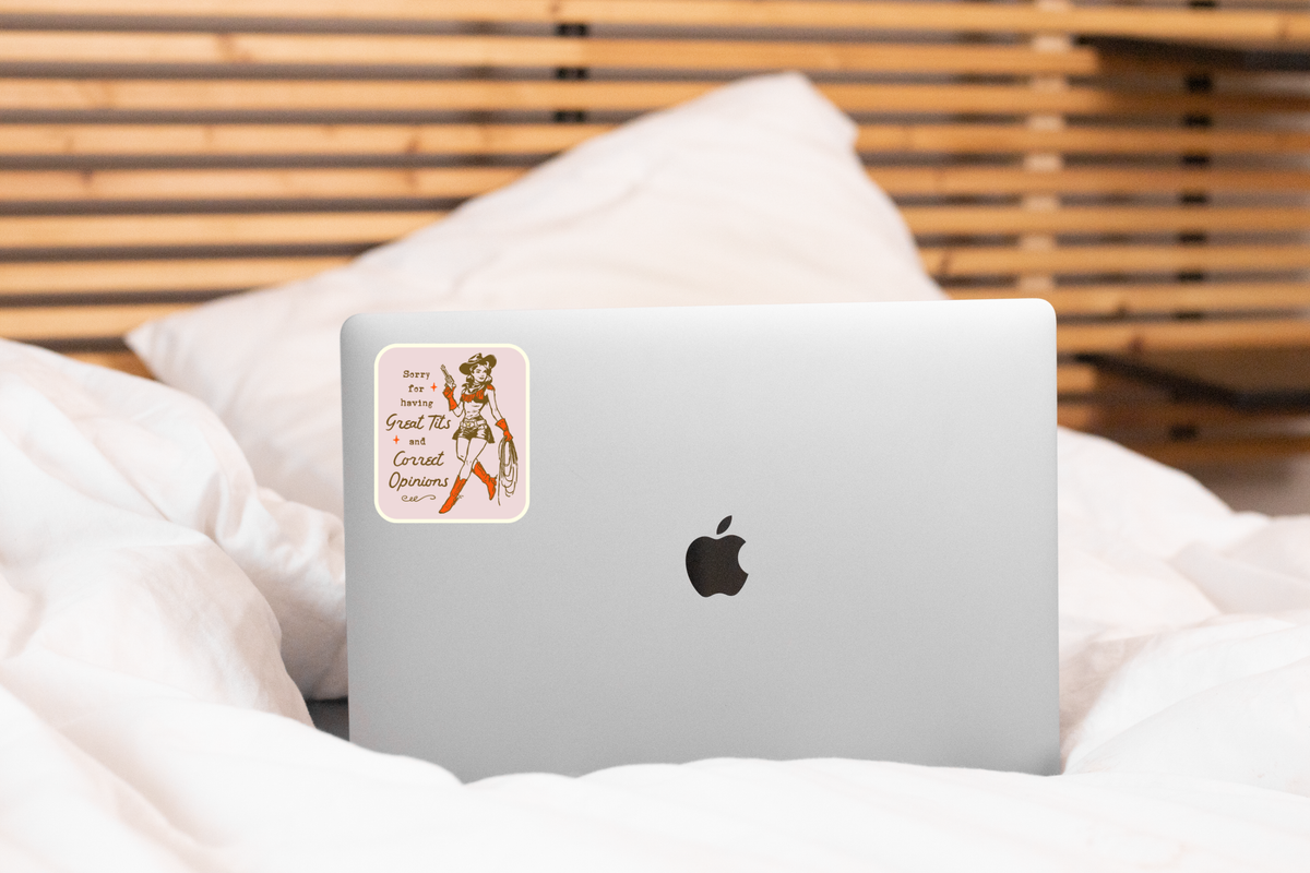 Sorry for Having Great Tits Cowgirl Vinyl Sticker