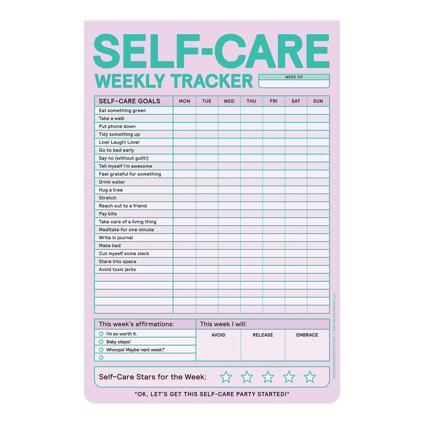 Self-Care Weekly Notepad