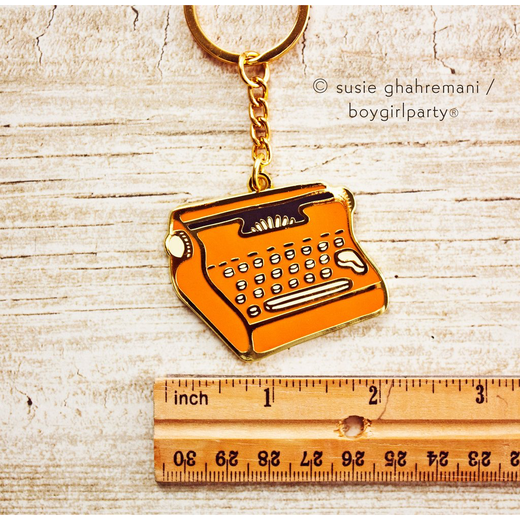 Typewriter Keychain -- Metal Enamel Key Chain Housewarming