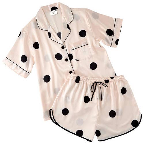 Blush and Polka Dot Satin PJ Set