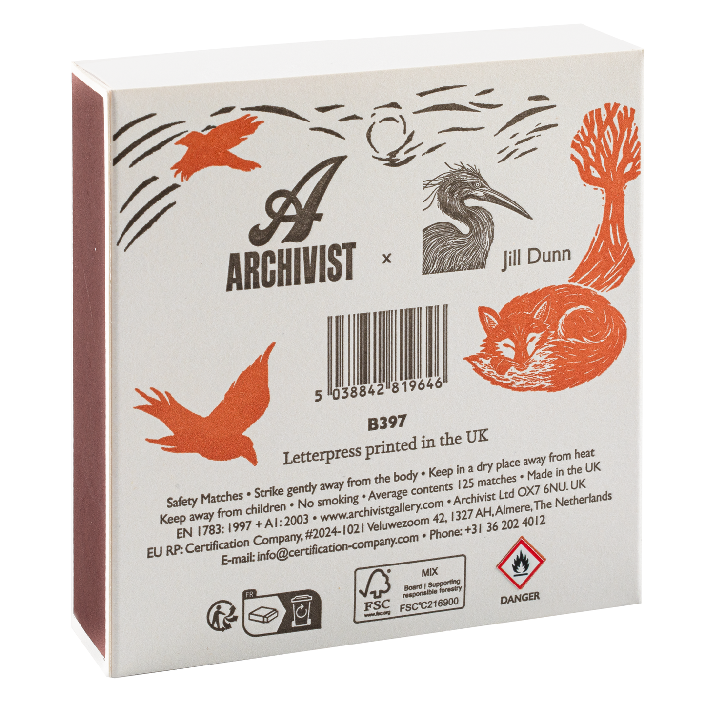 Sleeping Fox Safety Matches | Woodland Decorative Matchbox with 125 Matches