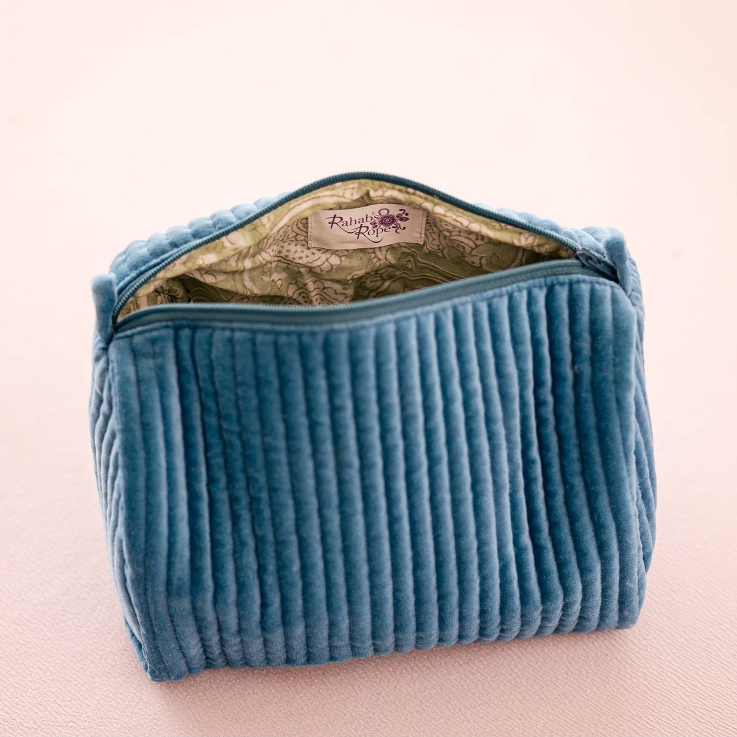 Blue Velvet Lined Cosmetic Pouch