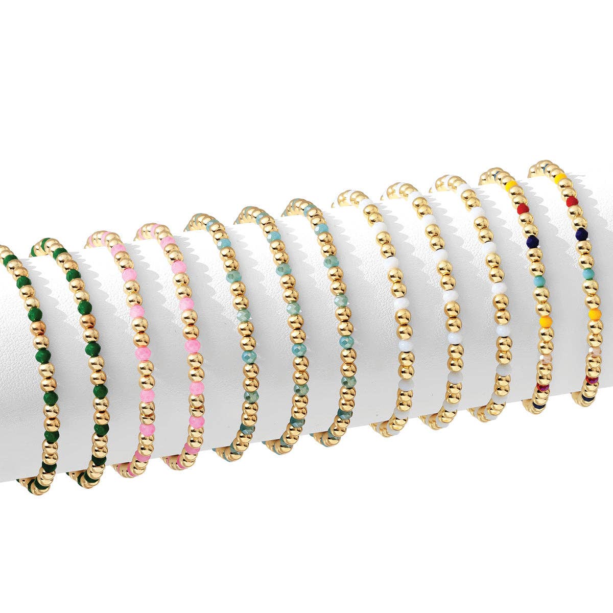 4mm Bead & Crystal Stretch Bracelet