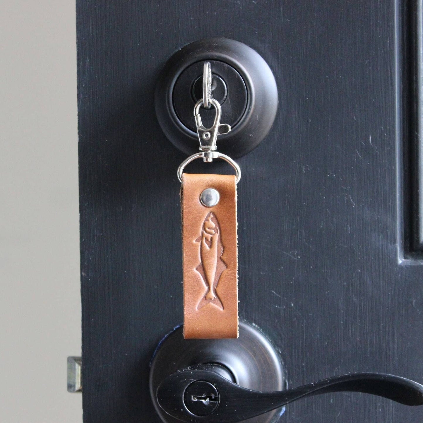 Blue Fish Leather Keychain