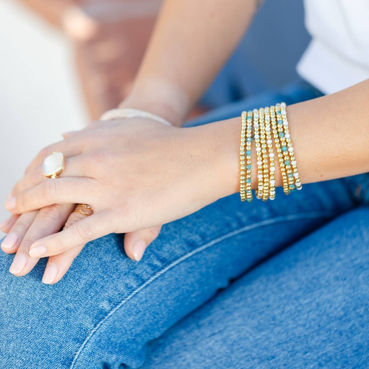 4mm Bead & Crystal Stretch Bracelet