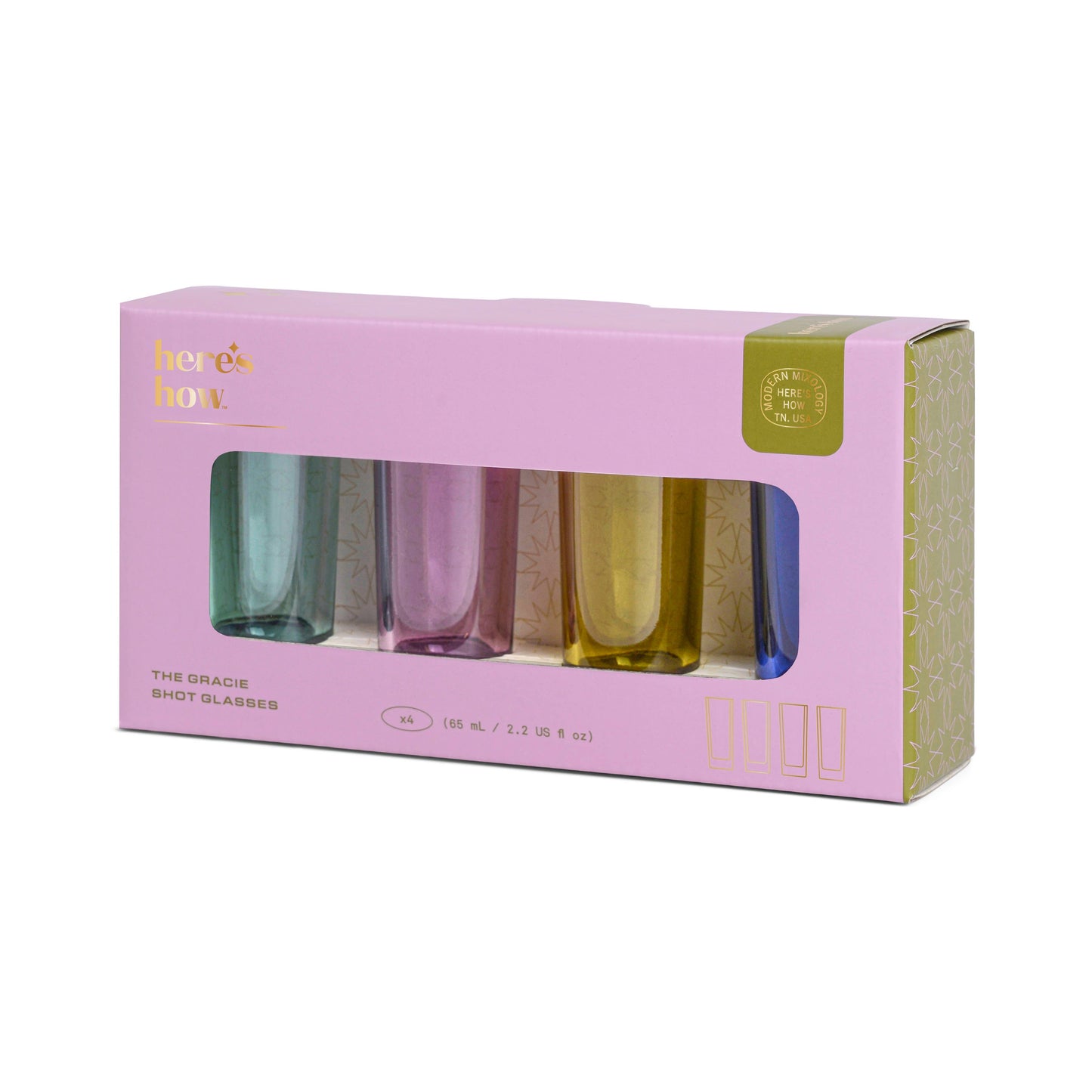 Gracie Assorted Shot Glass Set | Colorful Shot Glasses (Set of 4)