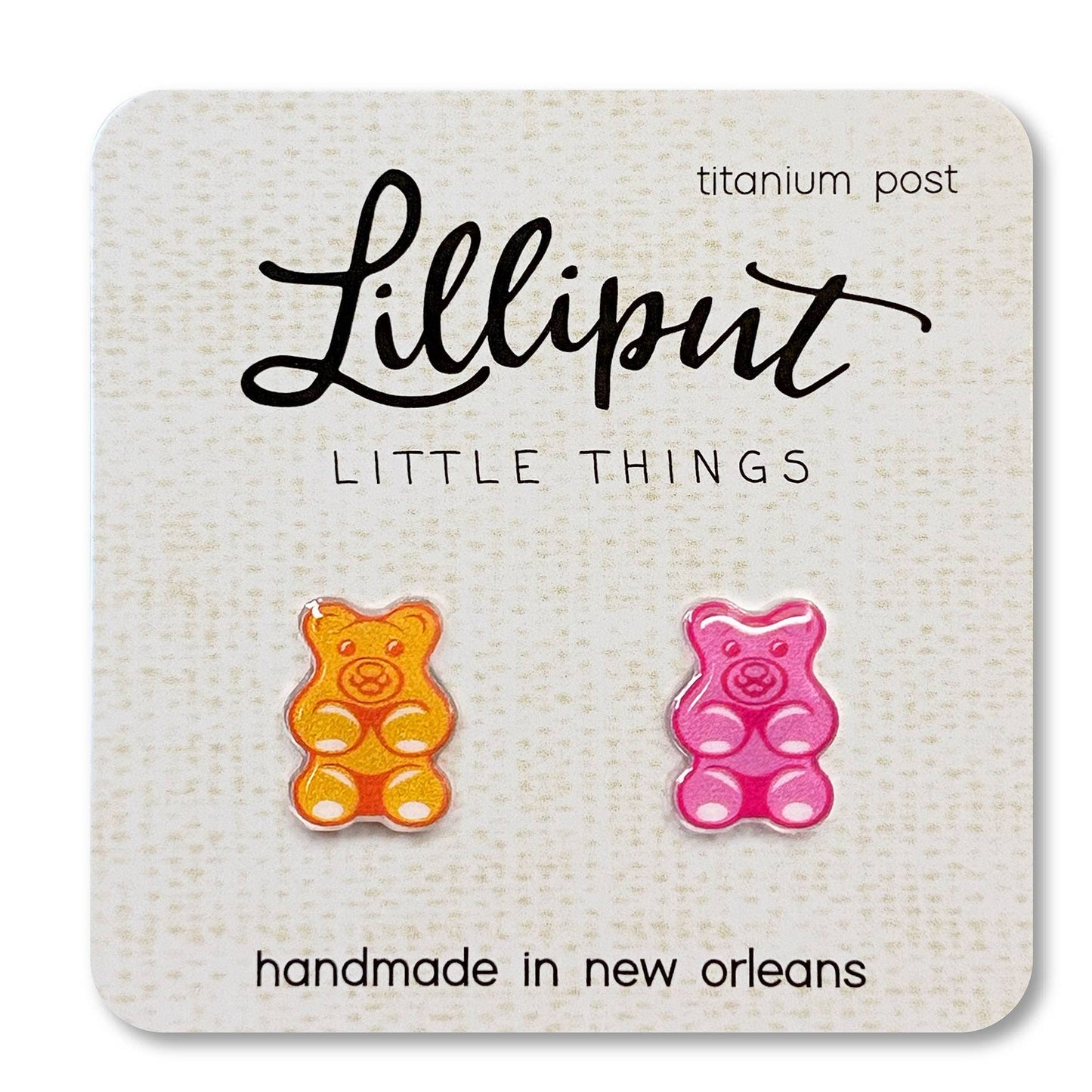 Pink/Orange Gummy Bear Earrings