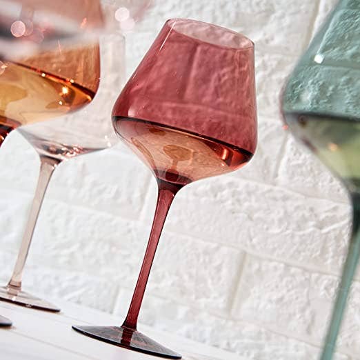 Pastel Large Colored Crystal Wine Glass | Set of 6