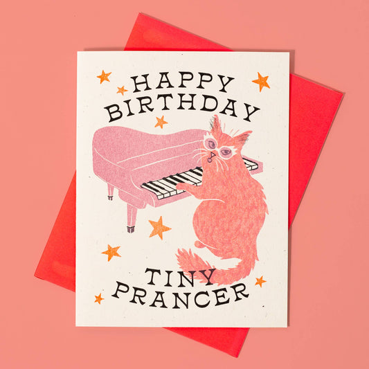 Elton John Cat Birthday Risograph Greeting Card
