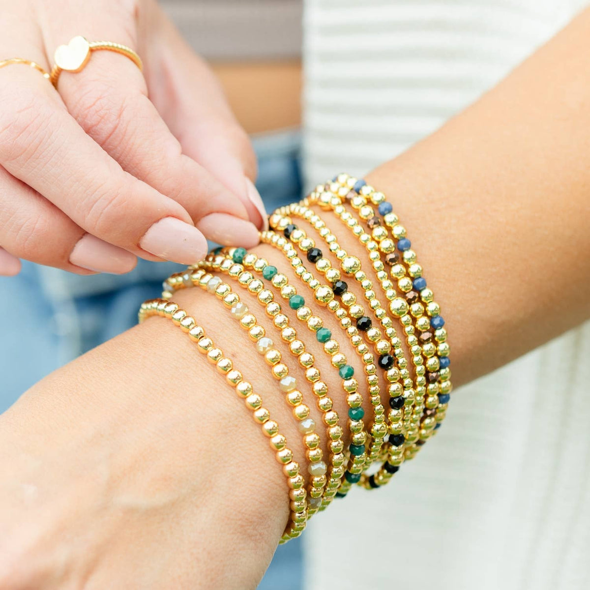 4mm Bead & Crystal Stretch Bracelet