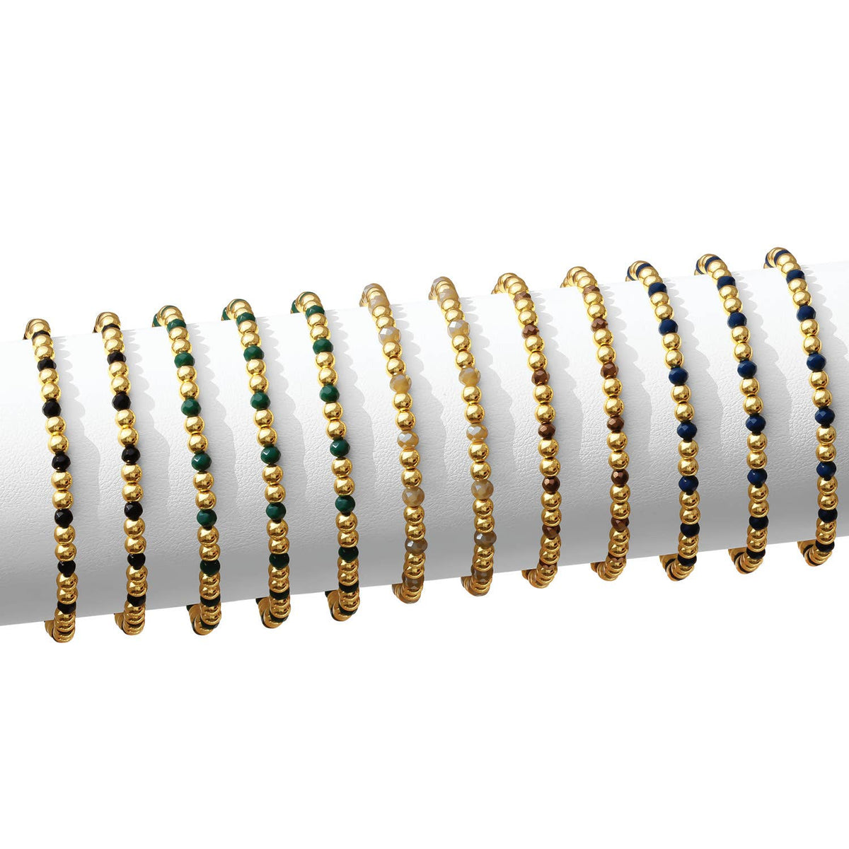 4mm Bead & Crystal Stretch Bracelet