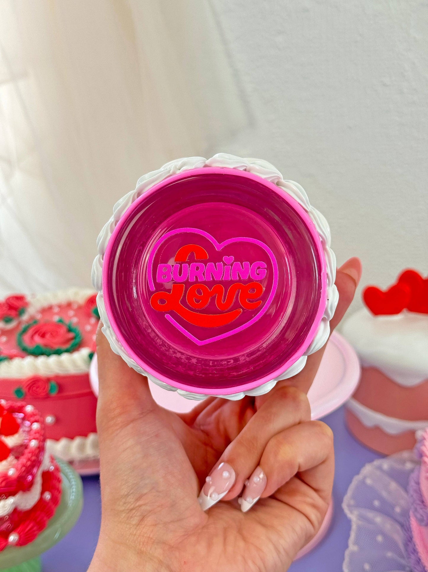 Pink Cherry Cake Glass Jar