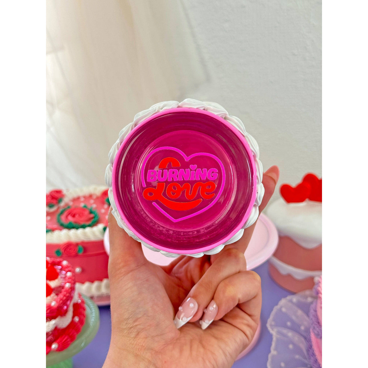 Pink Cherry Cake Glass Jar