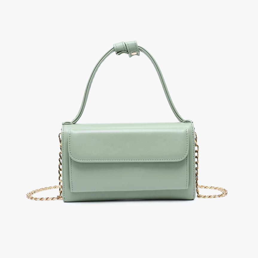 Sage Rectangular Crossbody/Wallet with Chain