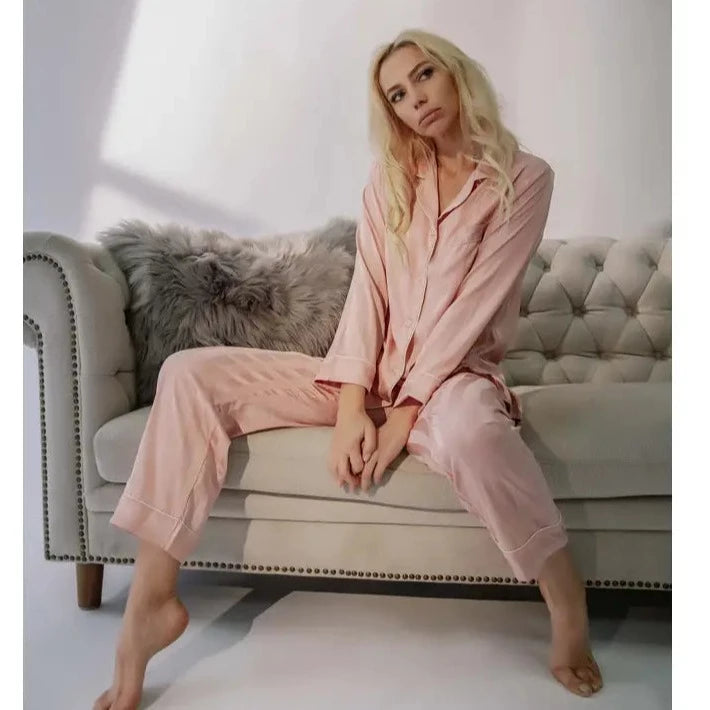 Pink Satin Long Sleeve PJs