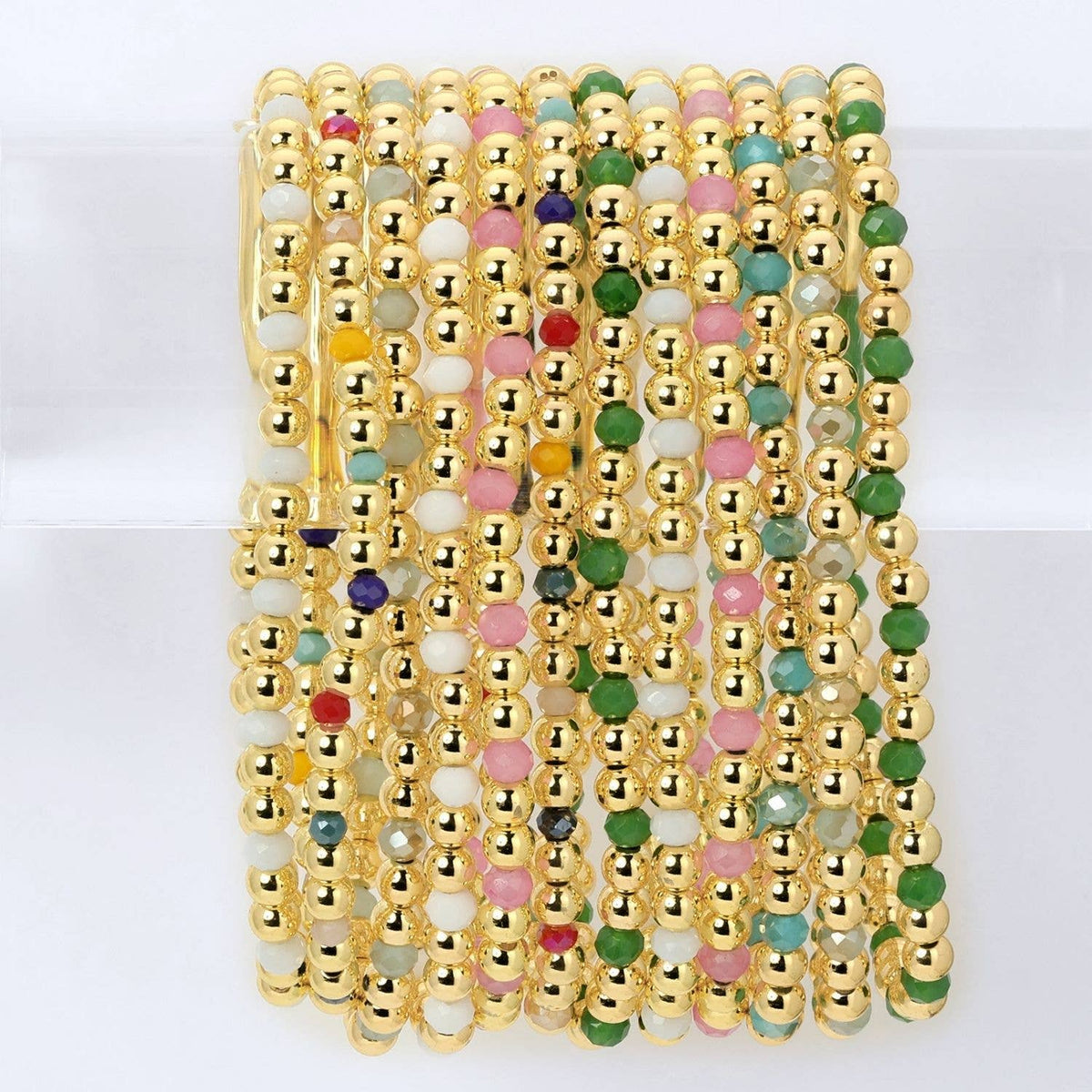 4mm Bead & Crystal Stretch Bracelet