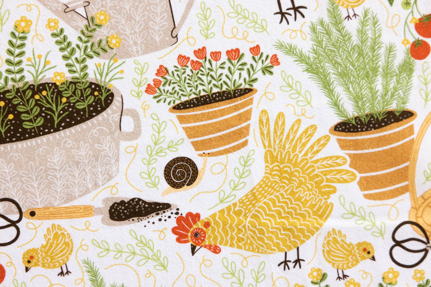 Garden Chickens Tea Towel - Farmhouse Kitchen Towel Decor