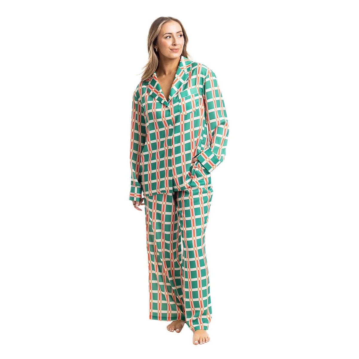 Green & Pink Plaid Pajama Set