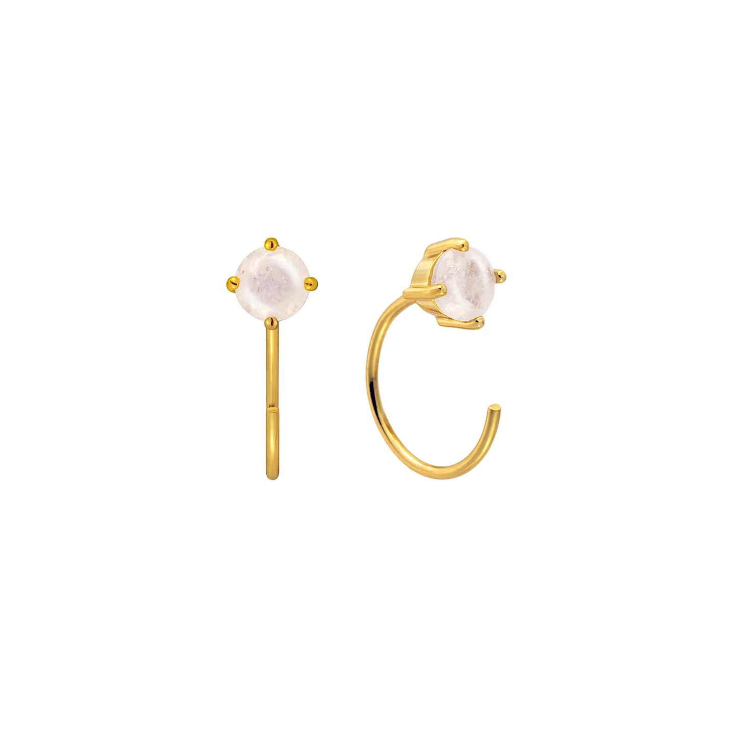 Moonstone Huggie Hoop Earrings