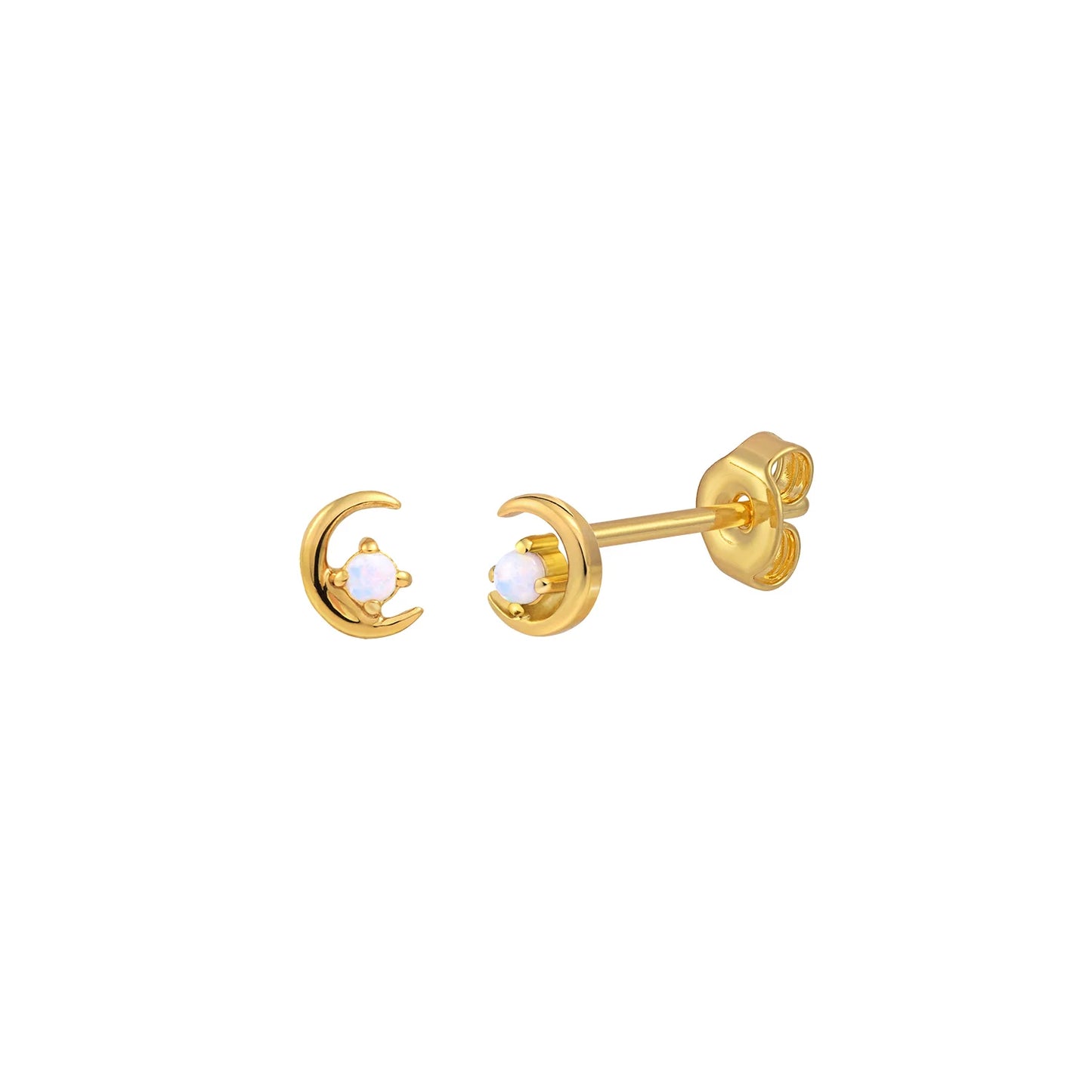 Mini Opal Moon Stud Earrings