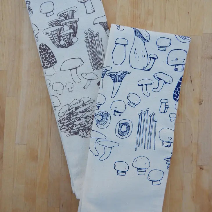 Navy Blue Mushroom Tea Towel