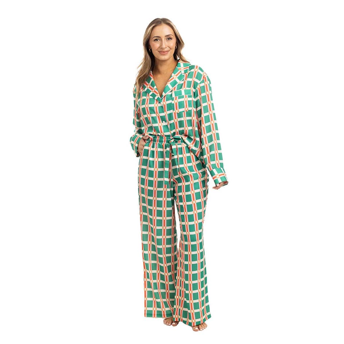 Green & Pink Plaid Pajama Set