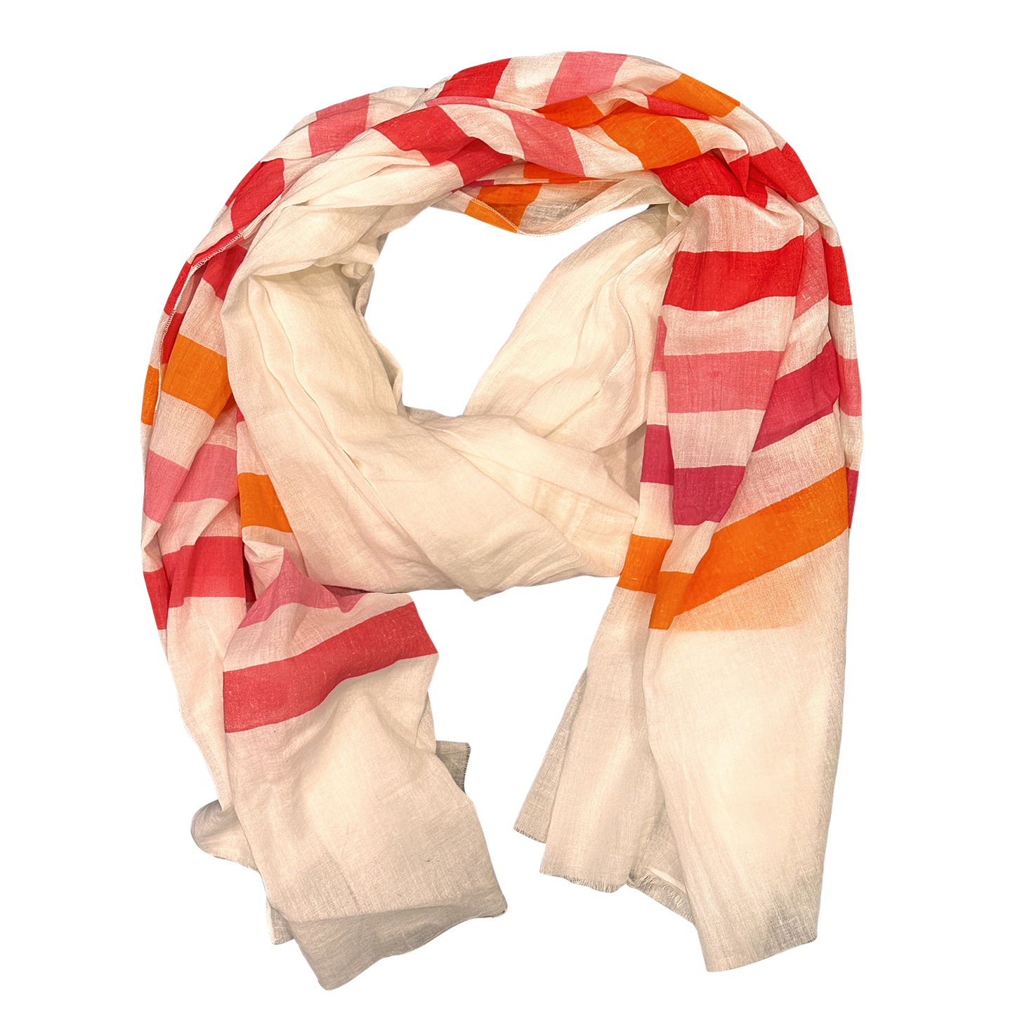 Pink Striped Cotton Scarf