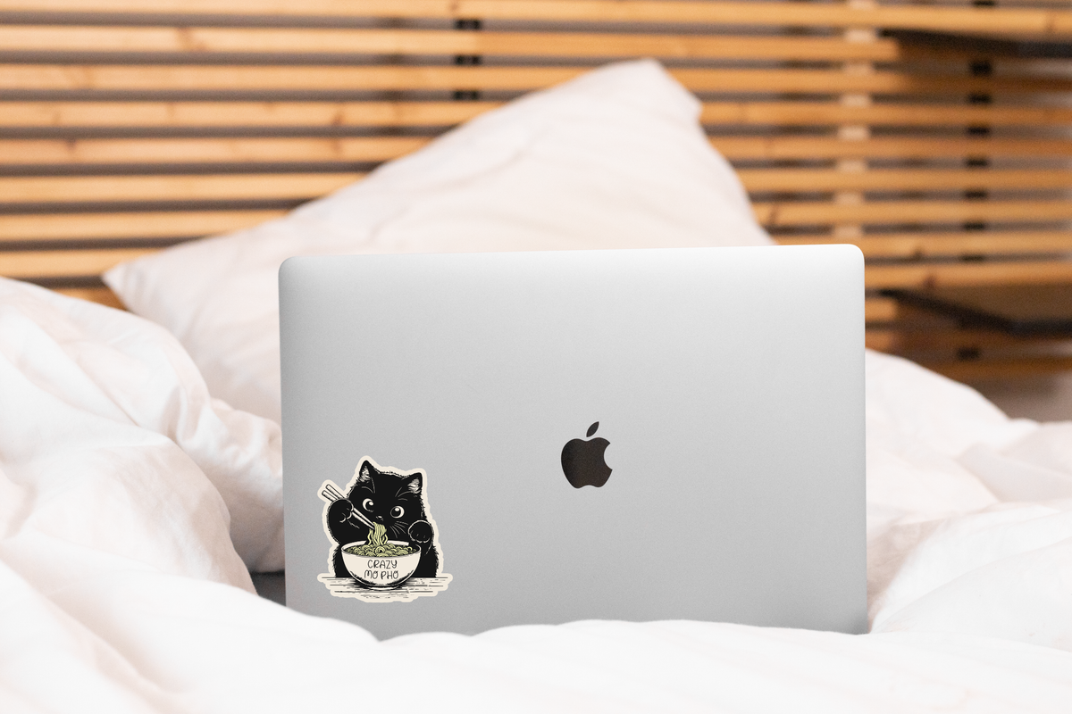 Crazy Mo Pho Funny Cat Vinyl Sticker