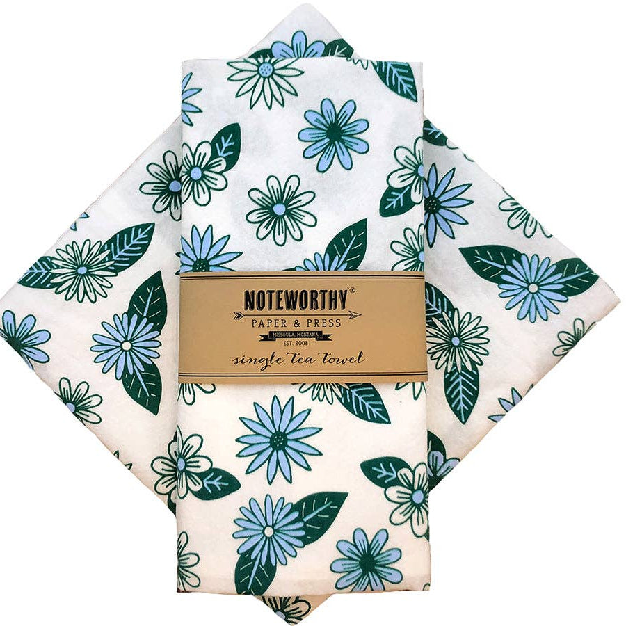 Blue Daisies Tea Towel