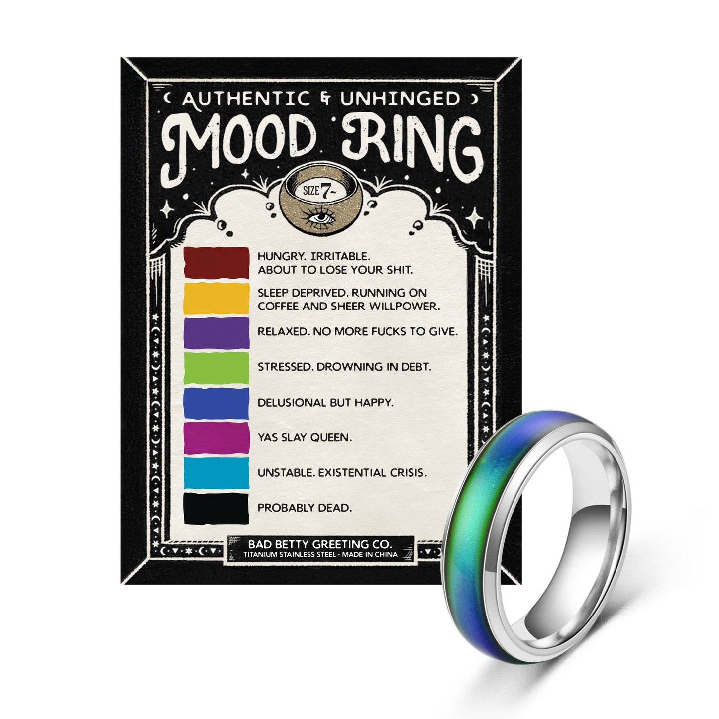 Authentic & Unhinged Color Changing Mood Ring