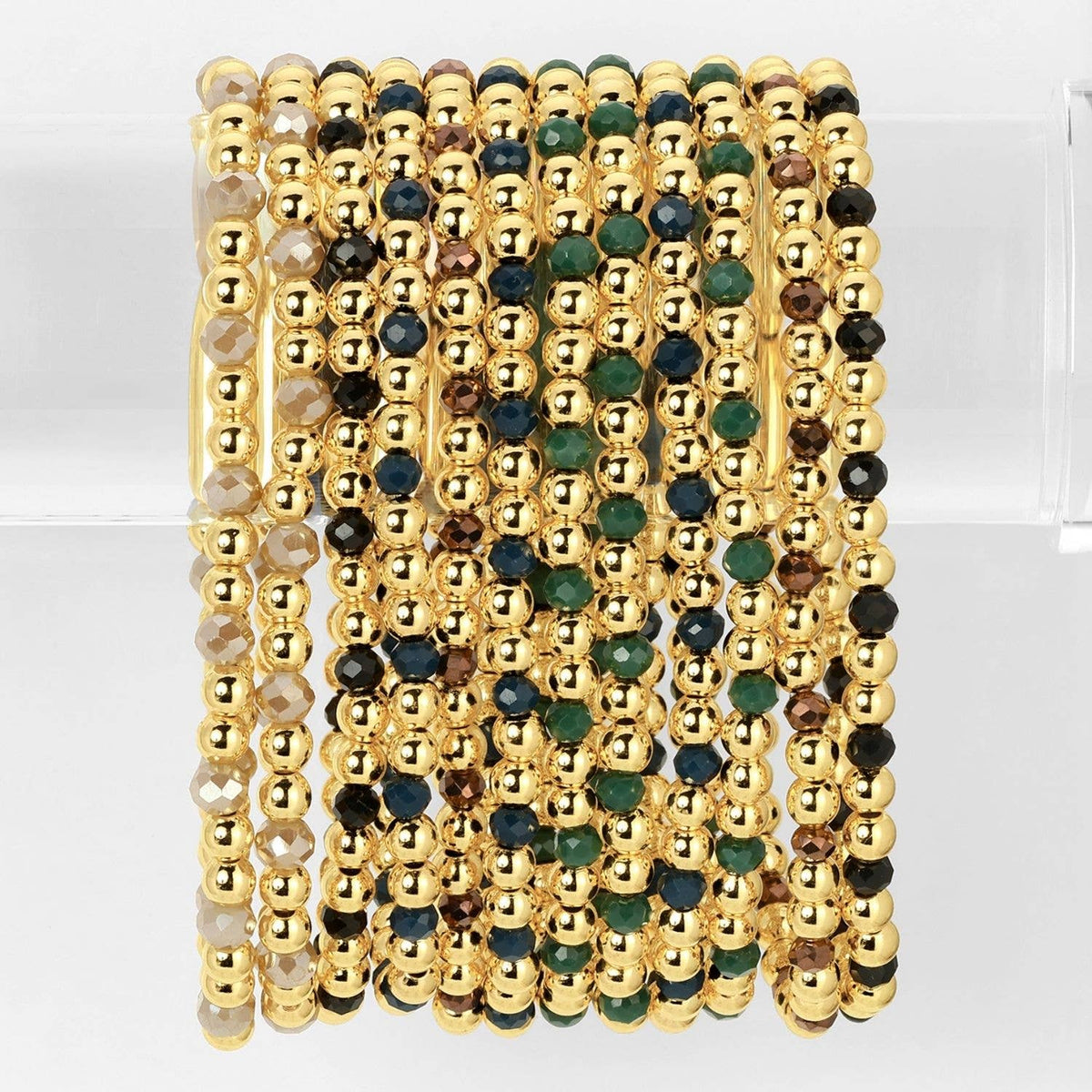 4mm Bead & Crystal Stretch Bracelet
