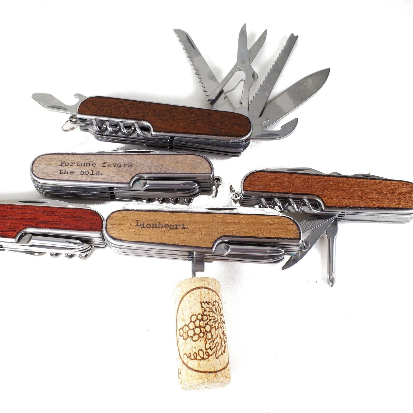 Wood Embossed Multi-Tool Pocket Knives
