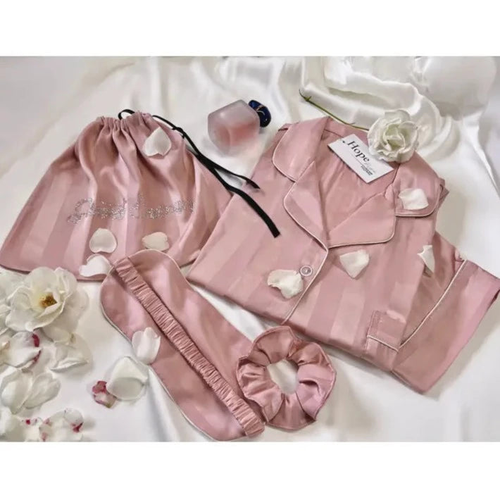 Pink Satin Long Sleeve PJs