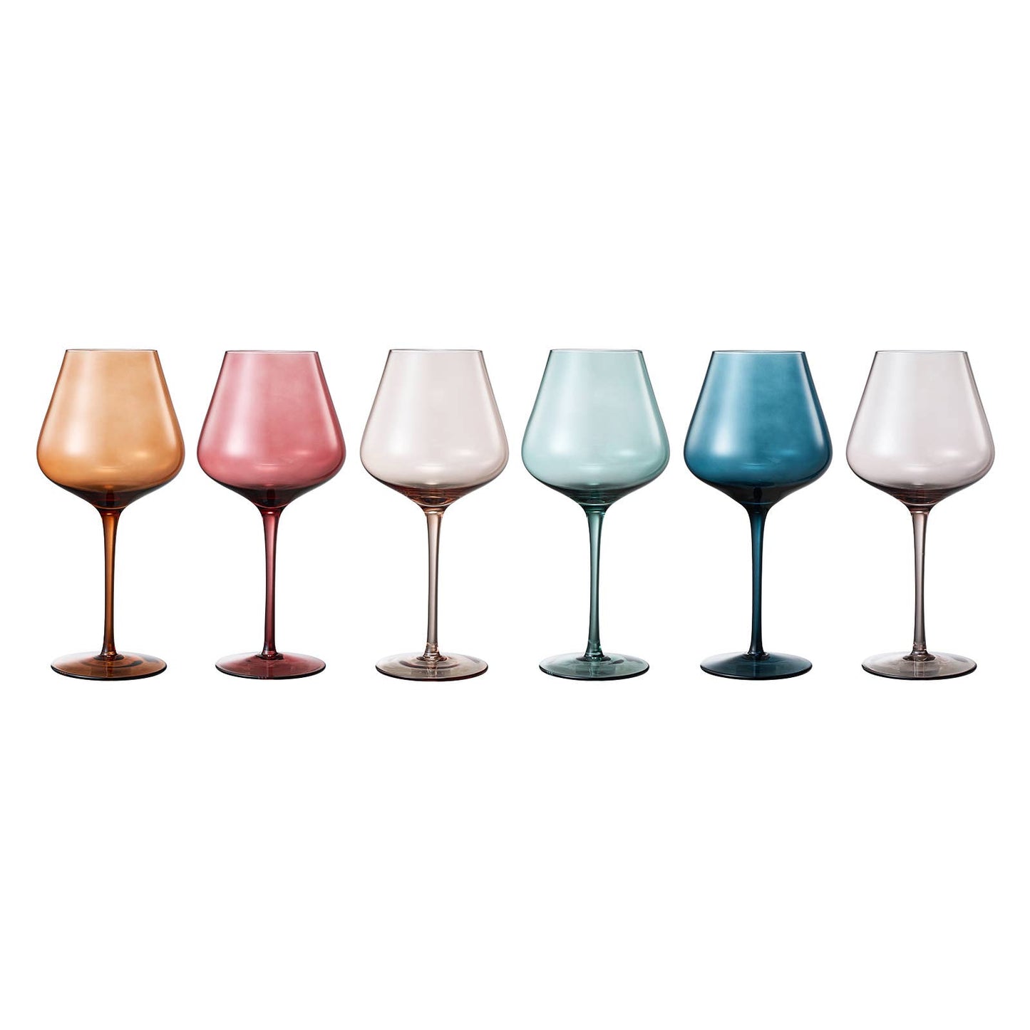 Pastel Large Colored Crystal Wine Glass | Set of 6