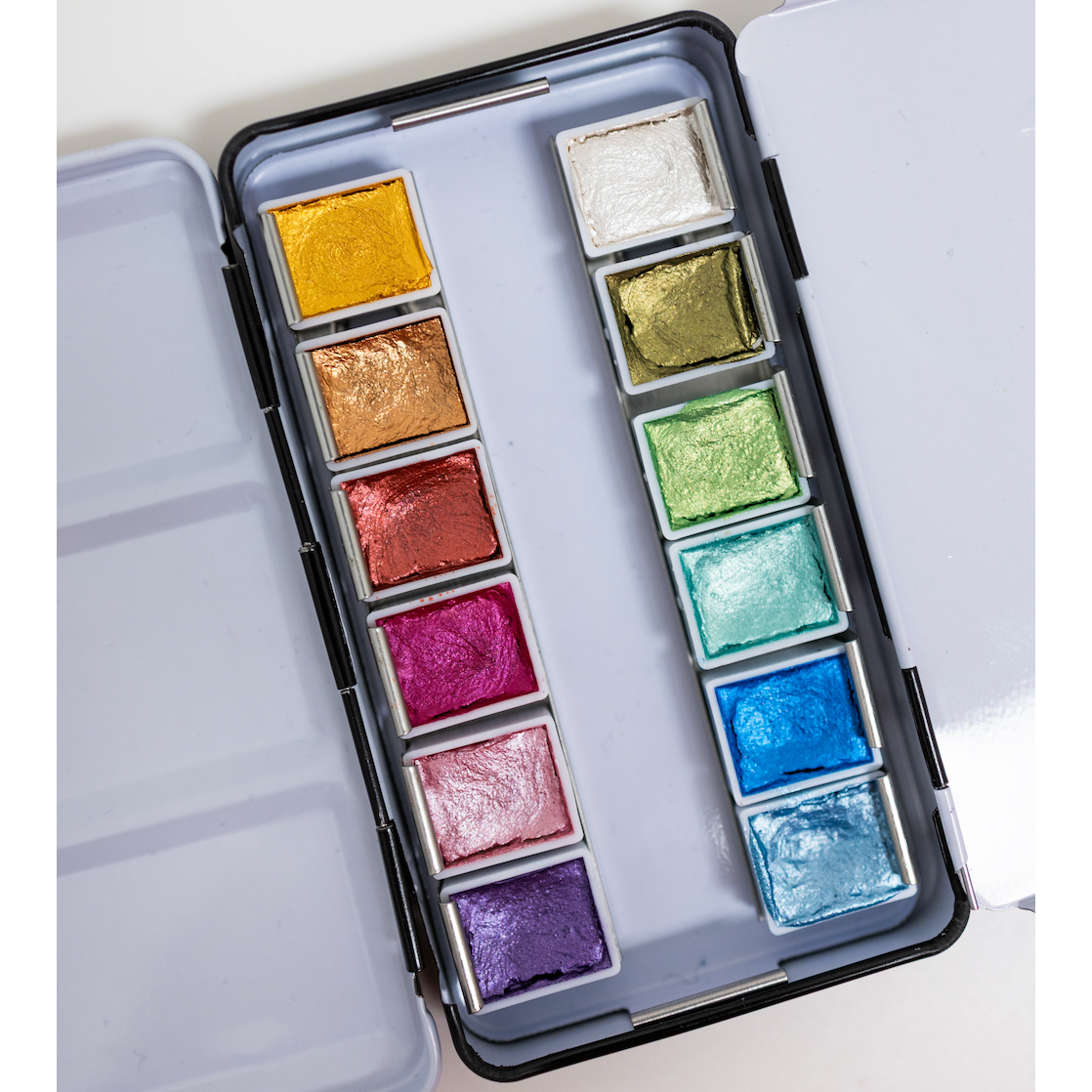 12 Color Travel Metallic Watercolor Paint Palette