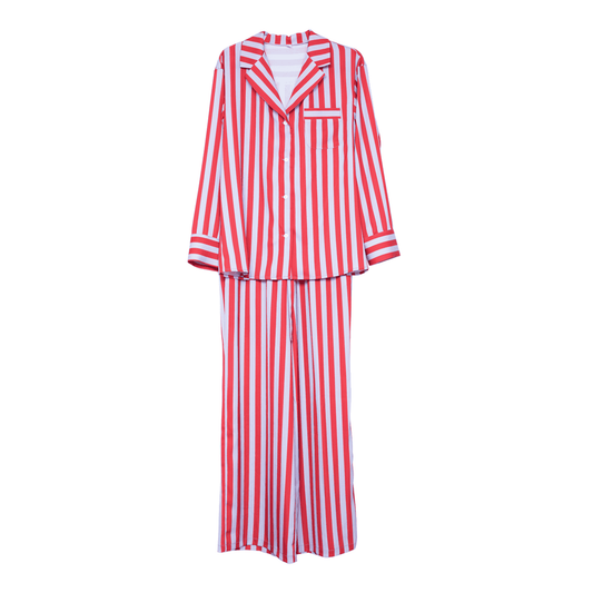 Lilac Striped Satin Pajama Set