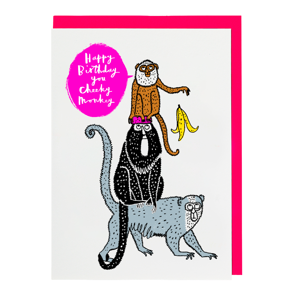 Happy Birthday You Cheeky Monkey Letterpress Birthday Card
