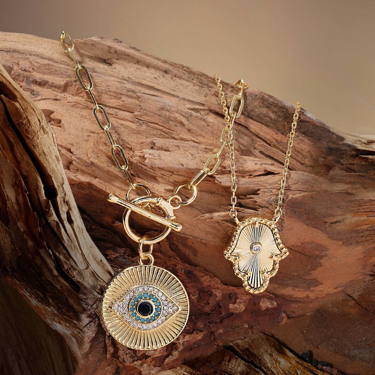 Evil Eye Sunburst Pendant Necklace