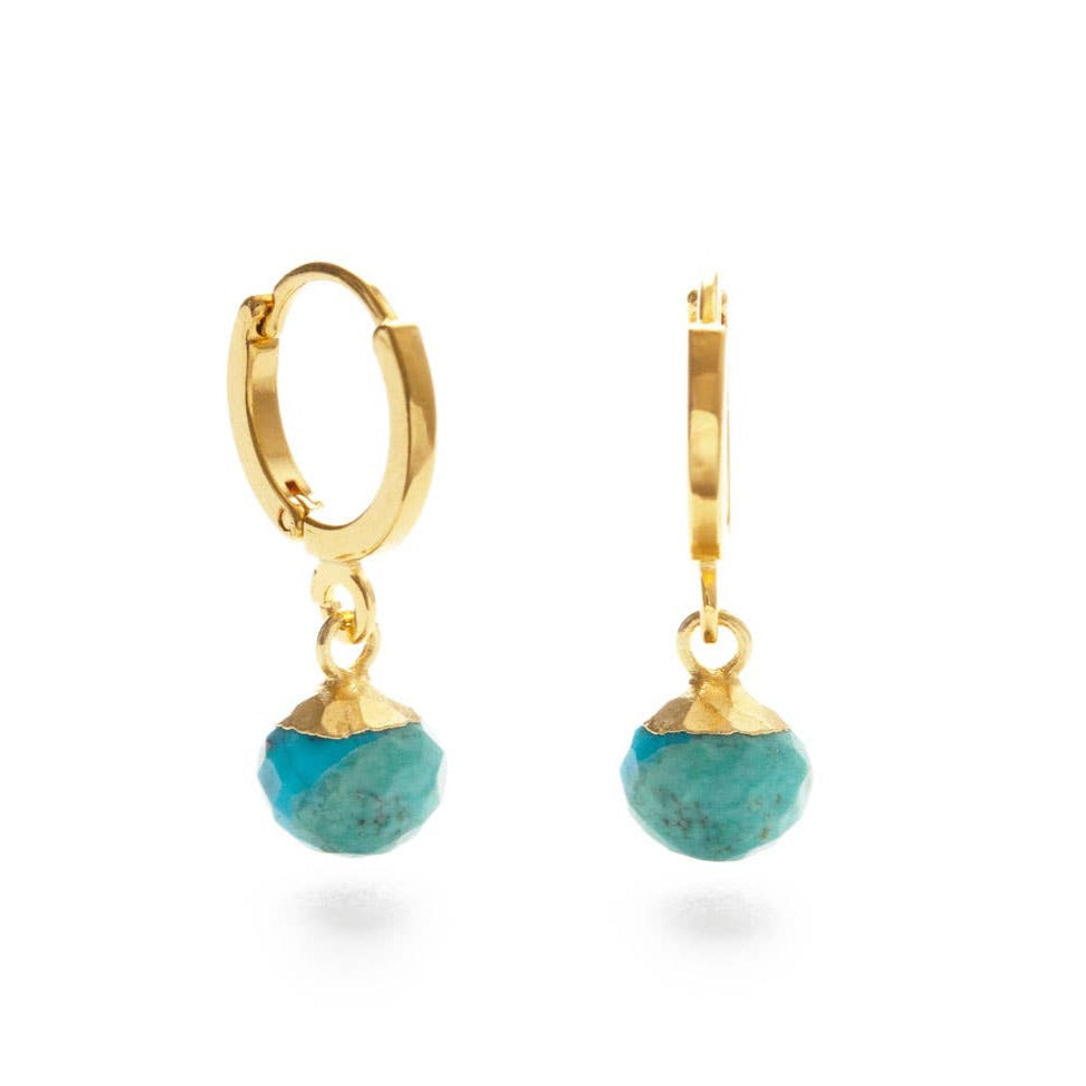 Turquoise Gemstone Huggie Hoops