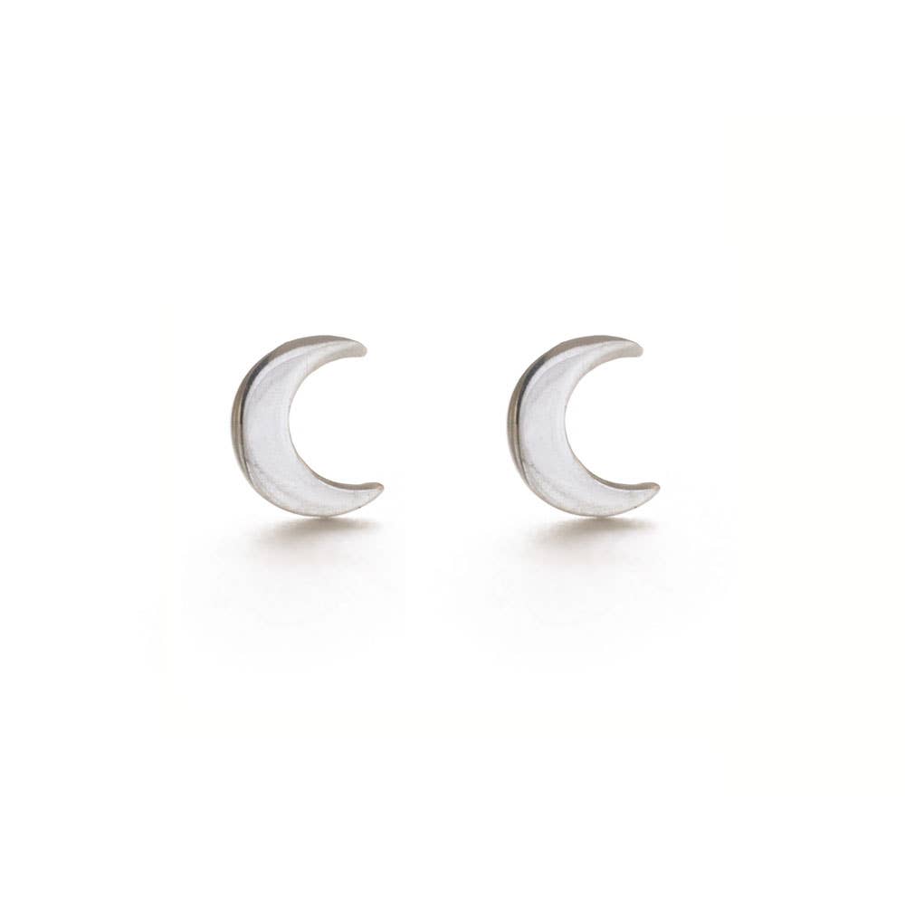 Sterling Silver Moon Studs