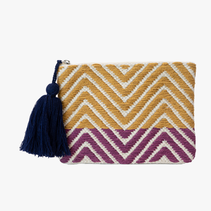 Yellow & Purple Woven Clutch