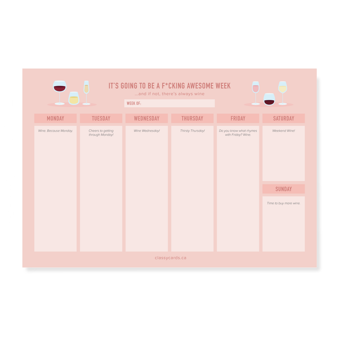 Wine Weekly Planner Notepad