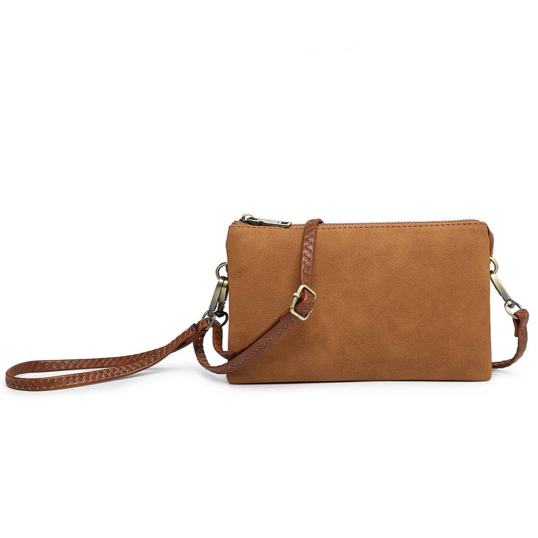 Tan Suede Crossbody/Wristlet